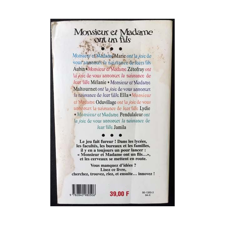 1. Monsieur et madame ont un fils de A. Nonyme aux éditions Michel Lafon