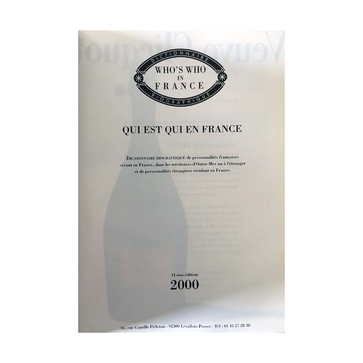 1. Who's who in France 2000 Dictionnaire biographique Lafitte Paris