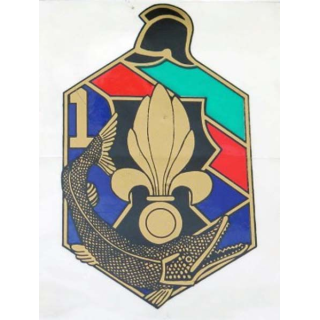 6° REG : autocollant de la 1° compagnie du 6° régiment étranger du génie de dimension 7,8 cm x 10 cm