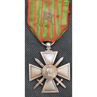 FRANCE : Croix de guerre 1914-1918 avec une citation (étoile de bronze) -1- en bronze