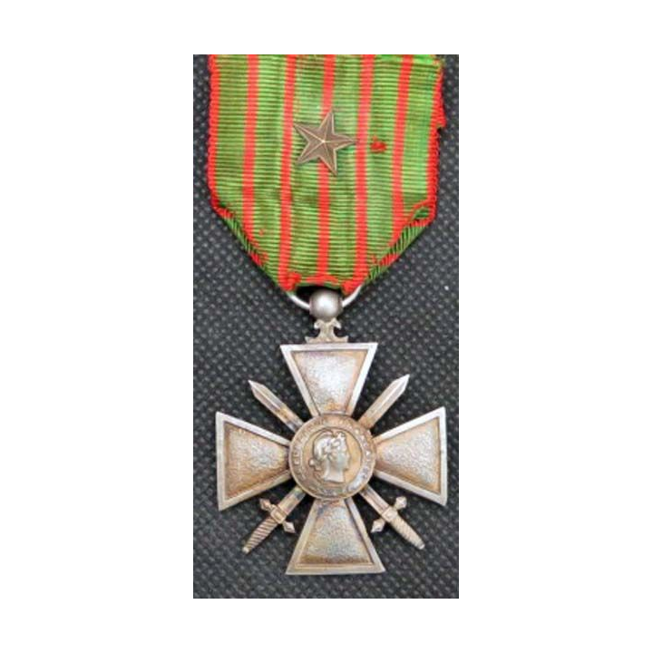 FRANCE : Croix de guerre 1914-1918 avec une citation (étoile de bronze) -1- en bronze