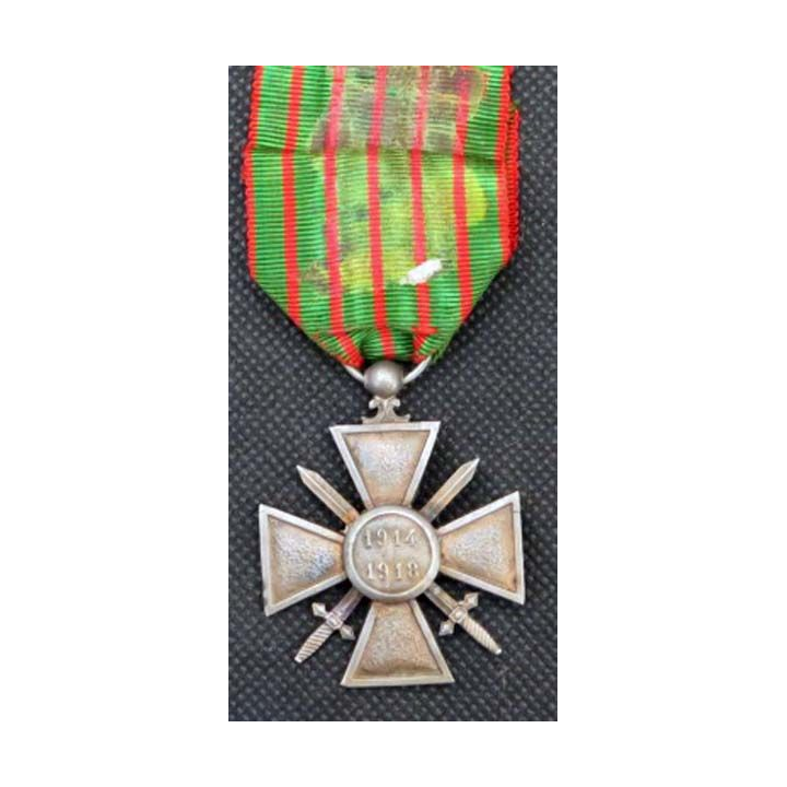 FRANCE : Croix de guerre 1914-1918 avec une citation (étoile de bronze) -1- en bronze