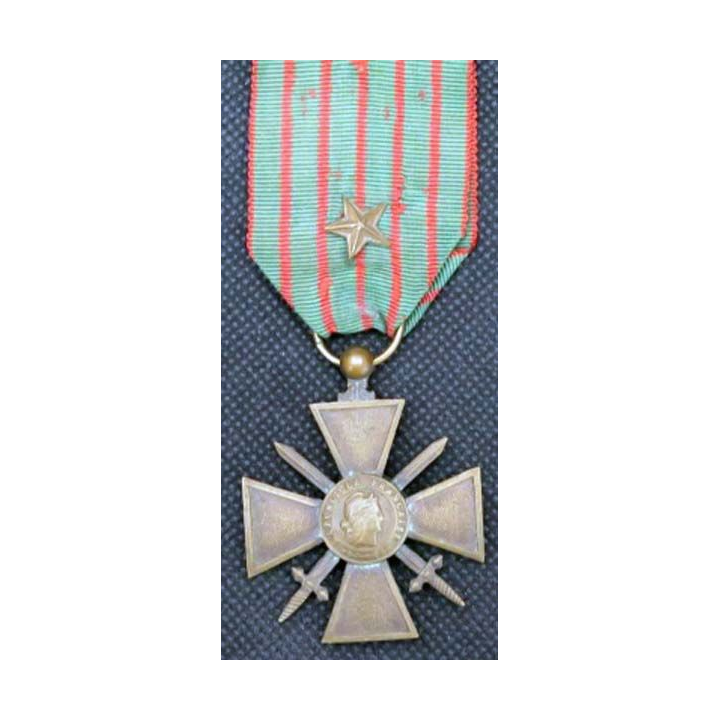 FRANCE : Croix de guerre 1914-1917 avec une citation (étoile de bronze) -2- en bronze