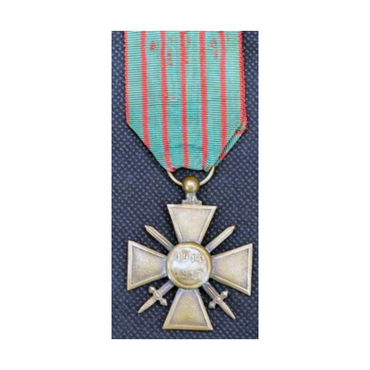 FRANCE : Croix de guerre 1914-1917 avec une citation (étoile de bronze) -2- en bronze