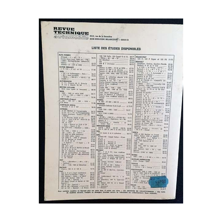 1. Revue technique automobile British Leyland "mini" et "innocent" tous type depuis 1959