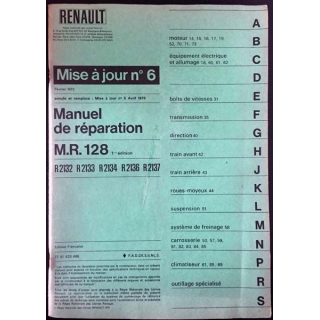1. Renault mise à jour n°6 Février 1972 - Manuel de réparation M.R. 128, R2132, R2133, R2134, R2136, R2137