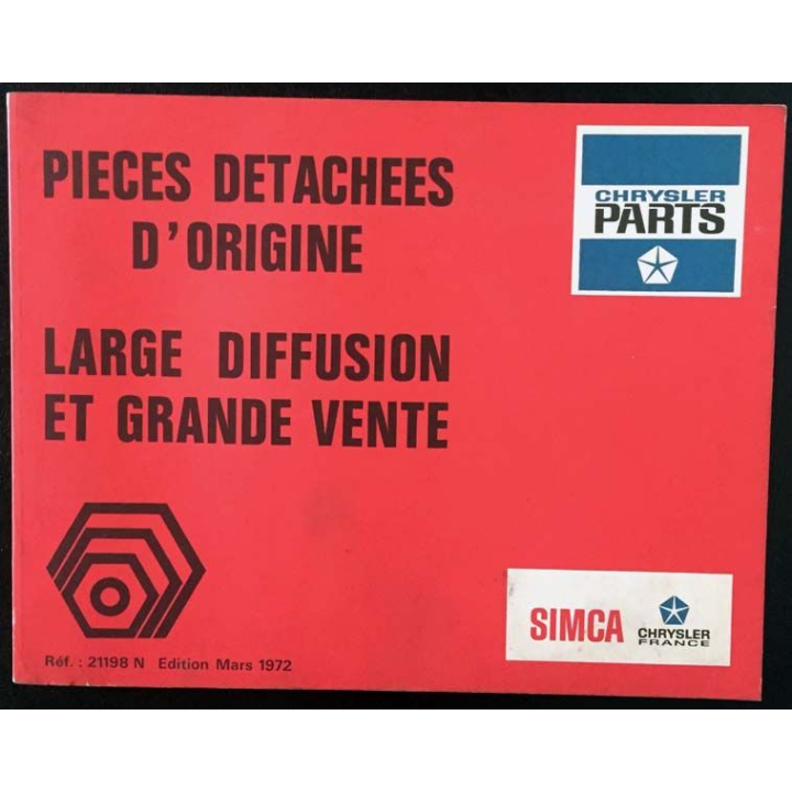 1. Pièces détachées d'origine large diffusion et grande vente Edition Mars 1972