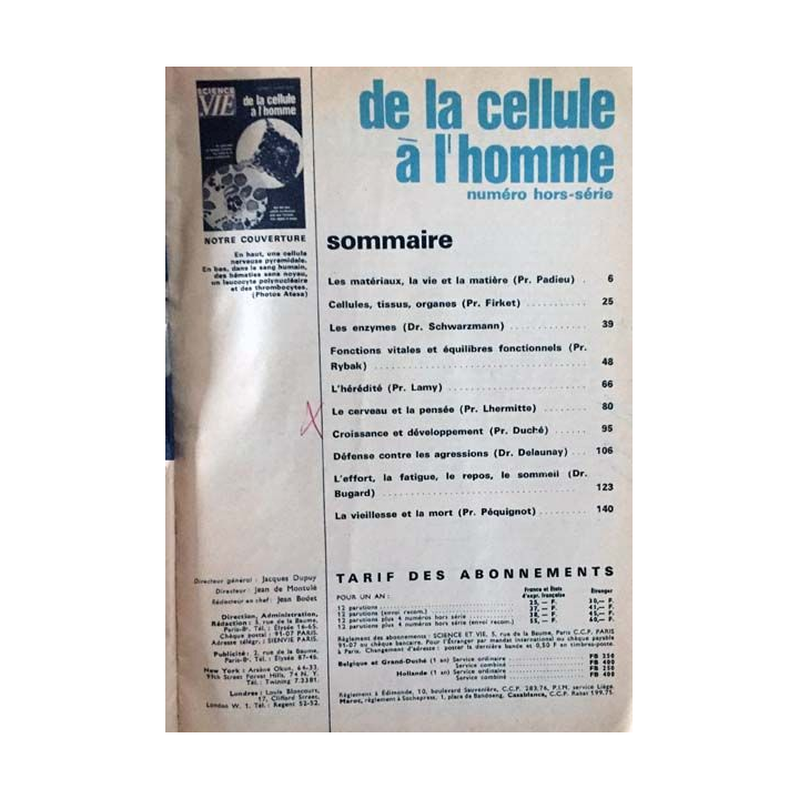 1. Science et vie de la cellule à l'homme numéro hors série