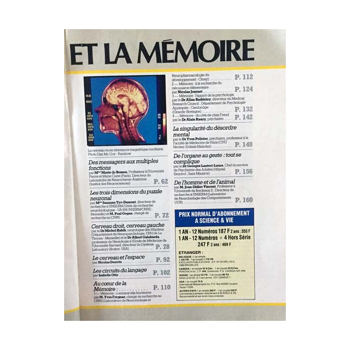 1. Science & vie Le cerveau et la mémoire numéro hors série trimestriel