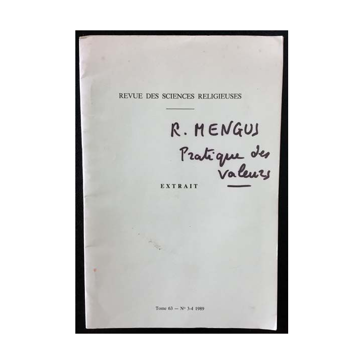 1. Revue des sciences religieuses - Extrait Tome 63 - N°3-' 1989