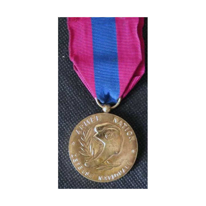 FRANCE : médaille de la défense nationale modèle en métal doré brillant