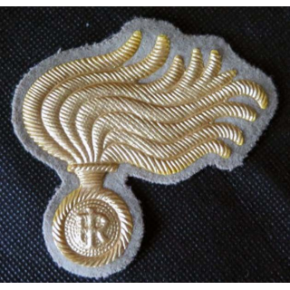 ITALIE : insigne tissu de casquette des carabinieri italiens en cannetille de largeur 8 cm