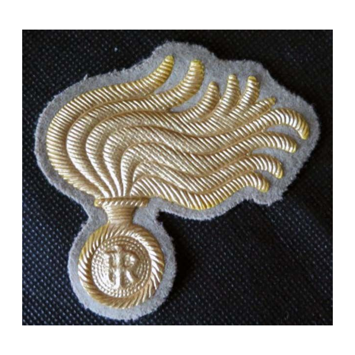 ITALIE : insigne tissu de casquette des carabinieri italiens en cannetille de largeur 8 cm