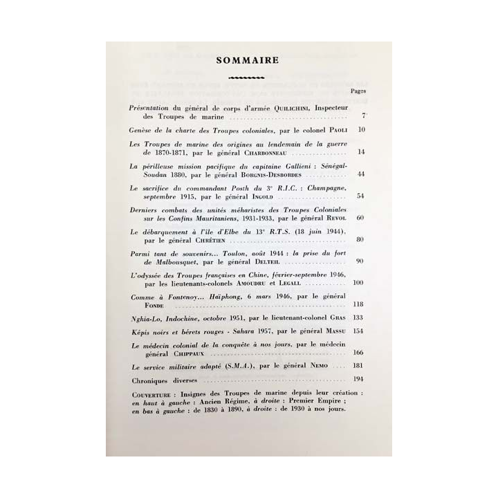 1. Revue historique de l'armée - Les troupes de Marine 1870-1970