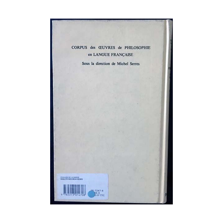 1. De l'égalité des deux sexes de François Poulain de la Barbe aux éditions Fayard