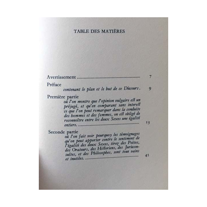 1. De l'égalité des deux sexes de François Poulain de la Barbe aux éditions Fayard
