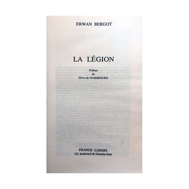 1. La légion de Erwan Bergot aux éditions France loisirs