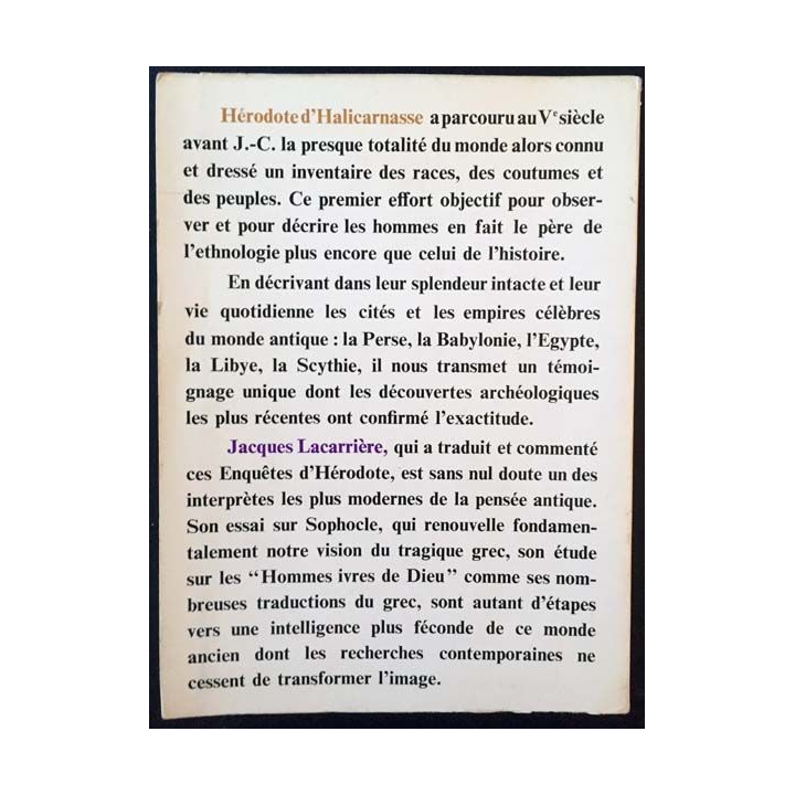1. Hérodote et la découverte de la terre de Jacques Lacarrière aux éditions Arthaud