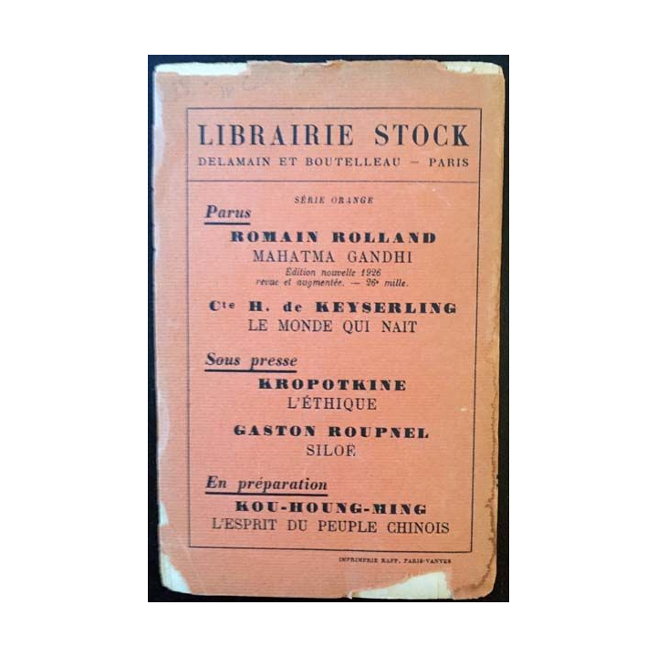 1. Le monde qui nait de Comte H. De Keyserling aux éditions librairie Stock 1927