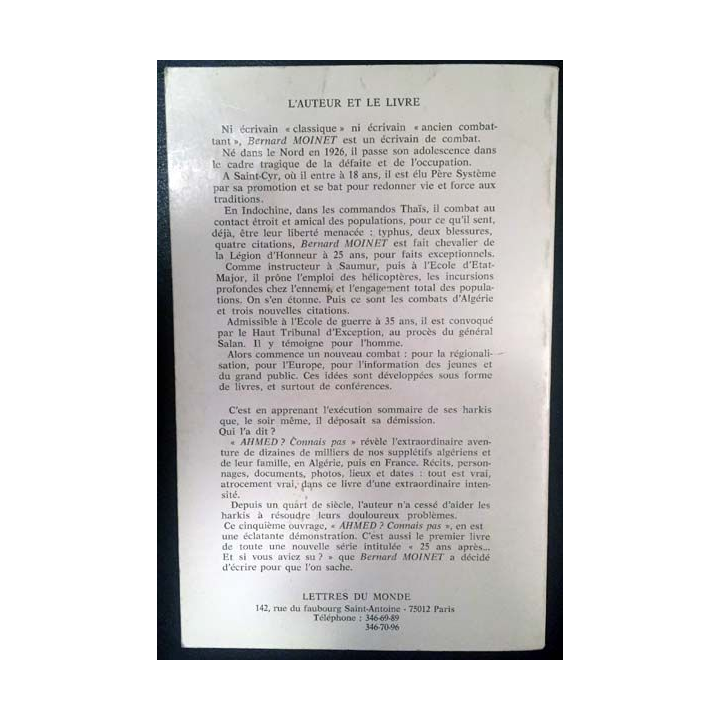 1. Ahmed ? Connais pas... de Bernard Moinet aux éditions Lettres du monde