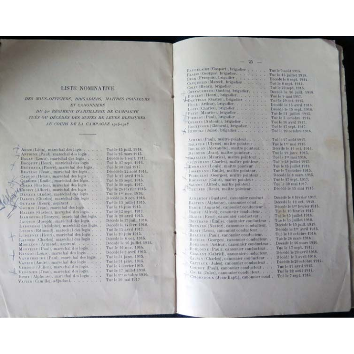 1. 40° RAC : Historique de la campagne 1914-1918 du 40° régiment d'Artillerie de Campagne (C61)