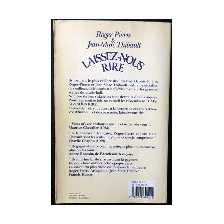 1. Laissez-nous rire de Roger Pierre & Jean-Marc Thibault aux éditions JCLattès