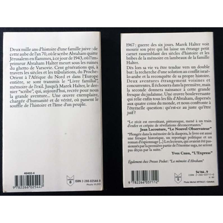 1. 2 livres - La mémoire d'Abraham et Les fils d'Abraham de Marek Halter aux éditions Presses Pocket
