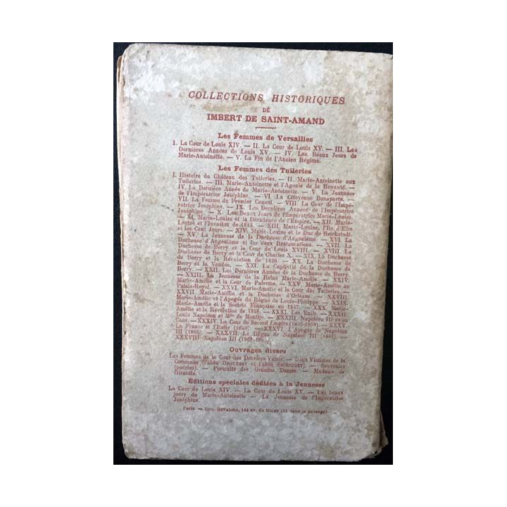 1. La jeunesse de l'impératrice de Imbert de Saint Amand aux éditions P. Lethielleux 1913