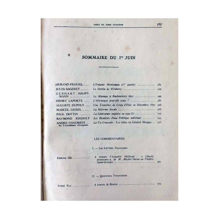 1. La revue de France 14 année - 15 juin 1934 - N°12 aux éditions de France