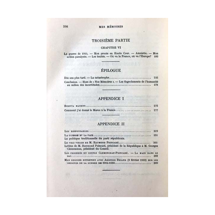 1. Mes mémoires Tome III Clairvoyance et force d'âme dans les épreuves 1912-1930 de Joseph Caillaux