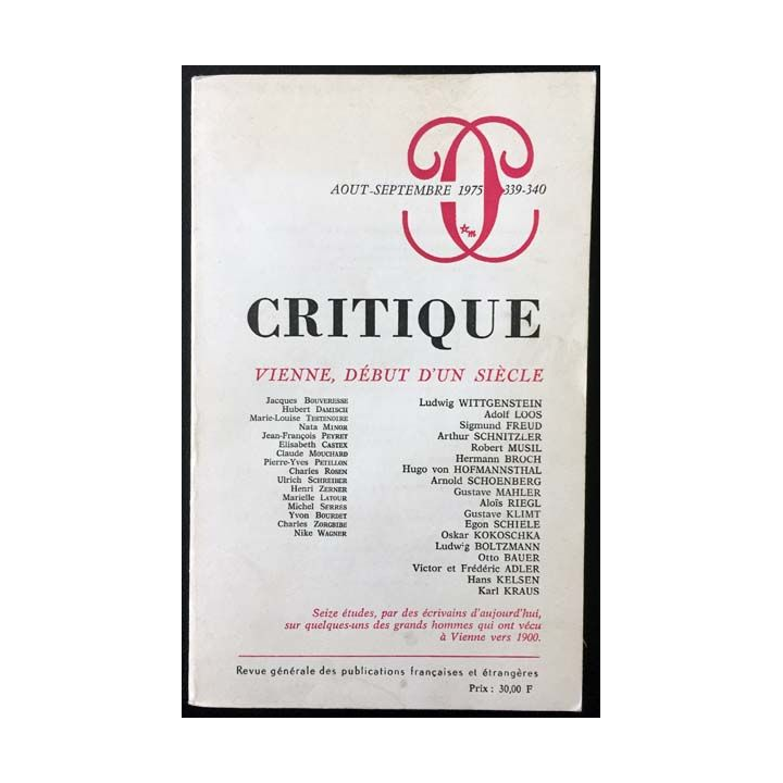1. Critique n°339-340 Revue générale des publications françaises et étrangères Aout-Septembre 1975