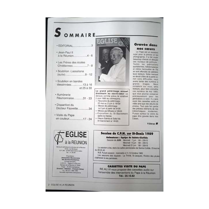 1. Eglise à la Réunion - Une chance pour l'avenir n°112 Mai 1989