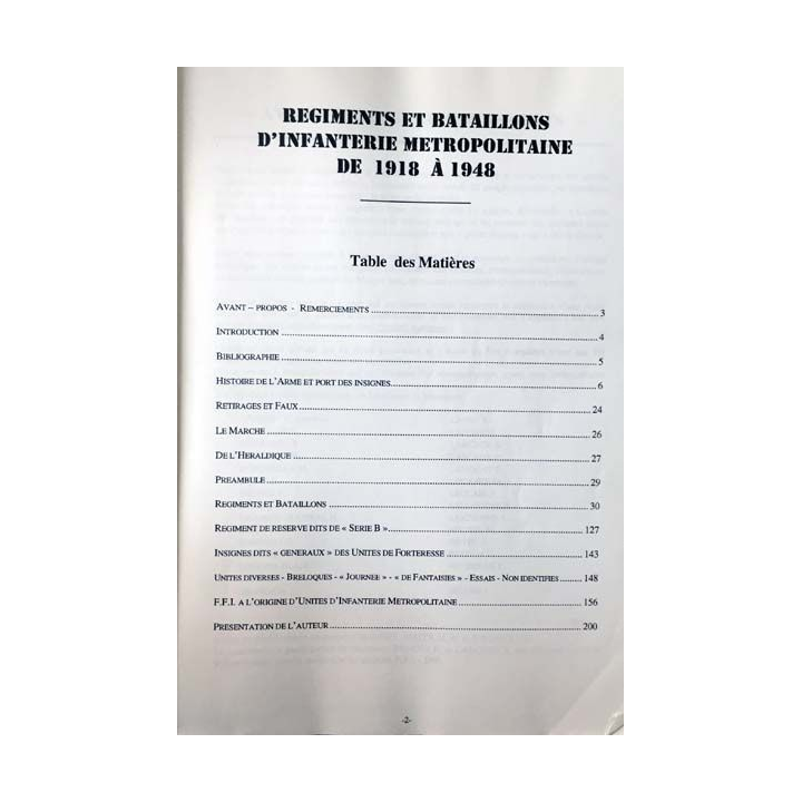 1. L'infanterie métropolitaine Insignes distinctifs 1918-1948 de Jean Pierre Guarry