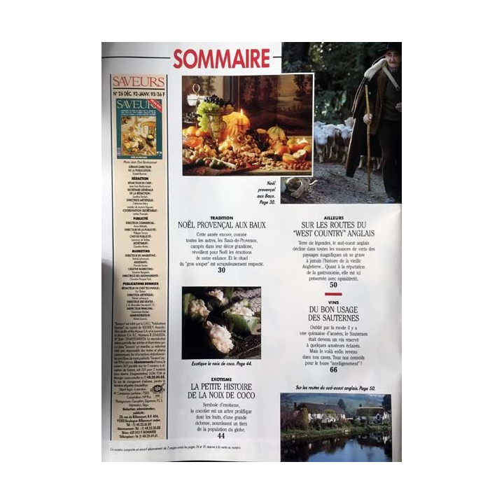 1. Saveurs n°26 Décembre 92 Janvier 93 - Spécial fête