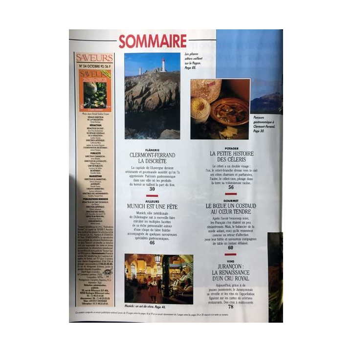 1. Saveurs n°24 Octobre 92 - Balade à Clermont-Ferrand