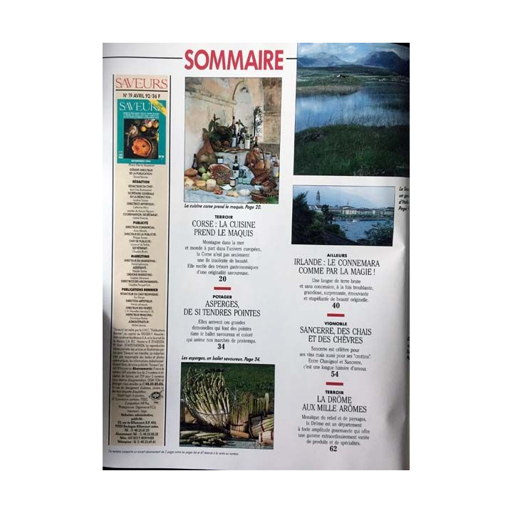 1. Saveurs n°19 Avril 92 - Corse la cuisine du maquis