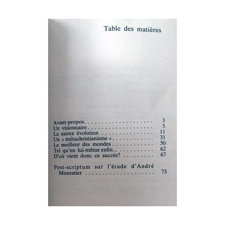 1. Contre / Pour Tome 2 Teilhard de Chardin de Louis Salleron et André Monestier
