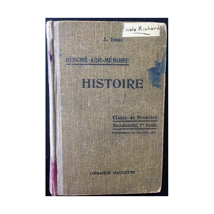 1. Résumé aide-mémoire Histoire de J. Isaac aux éditions Librairie Hachette