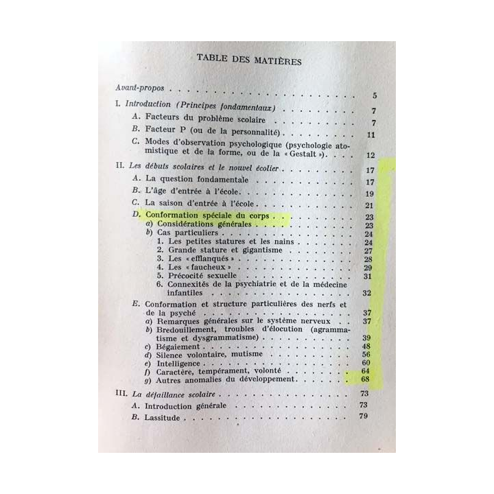 1. Problèmes et détresses d'écoliers de M. Tramer aux éditions Delachaux et Niestlé 1953