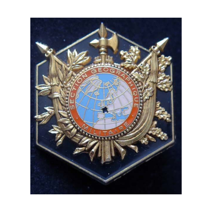 SGM : insigne métallique du service géographique militaire de fabrication Delsart G. 2746