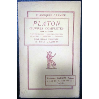 1. Platon oeuvres complètes Tome huitième de E. Chambry aux éditions librairie Garnier frères