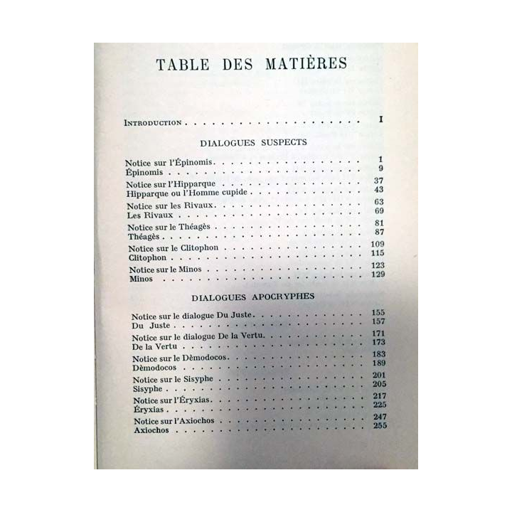 1. Platon oeuvres complètes Tome huitième de E. Chambry aux éditions librairie Garnier frères