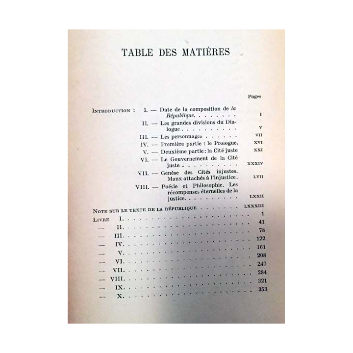1. Platon oeuvres complètes Tome quatrième La république de Robert Baccou aux éditions librairie Garnier frères