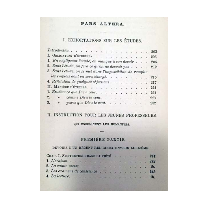 1. Pars altera I. Exhortations sur les études par le P. Judde de la compagnie de Jésus