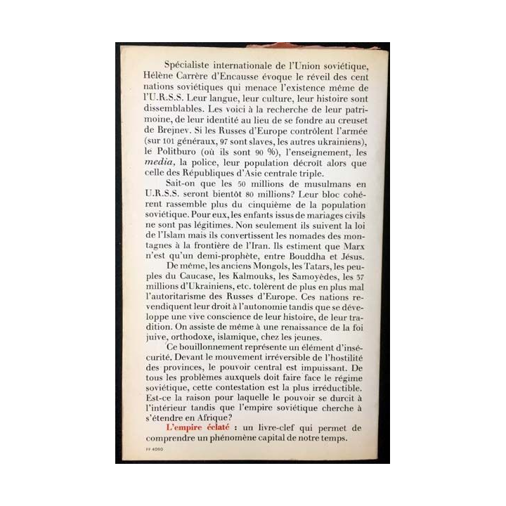 1. L'empire éclaté - La révolte des nations en U.R.S.S de Hélène Carrère d'Encausse aux éditions Flammarion