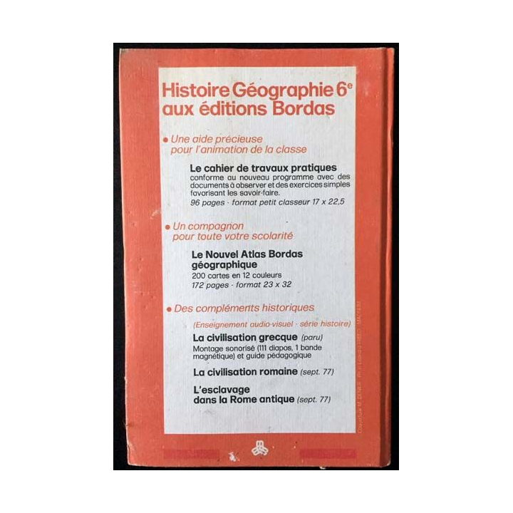 1. 6ème Histoire Géographie programme 1977 aux éditions Bordas