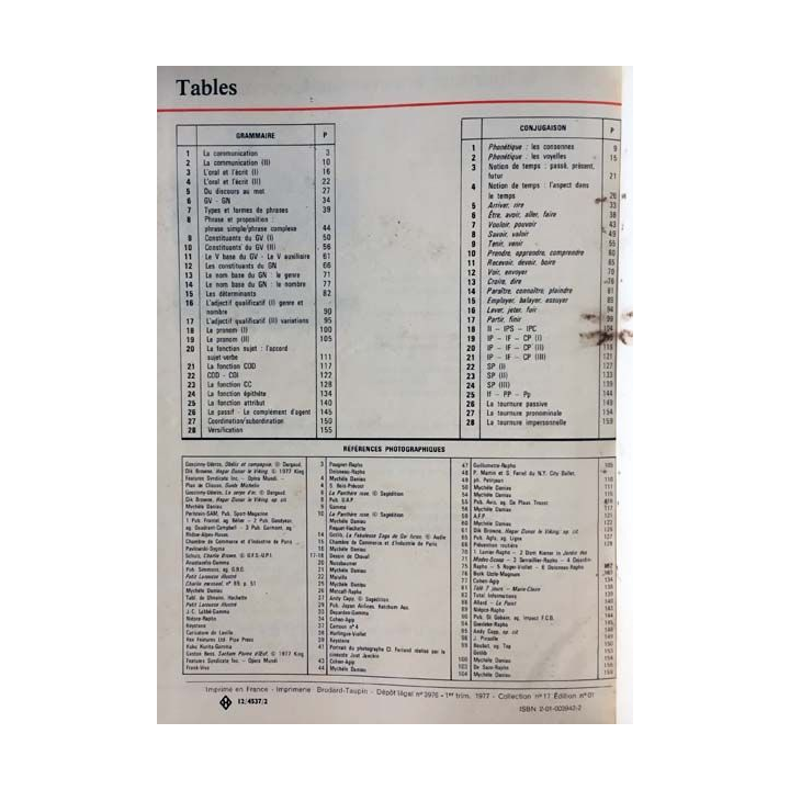 1. Grammaire et pratique de la langue 6ème de M. Obadia, R. Dascotte et A. Rausch aux éditions Classiques Hachette