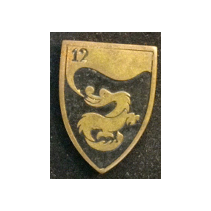  insigne métallique du 12° régiment de dragons peint en métal épais