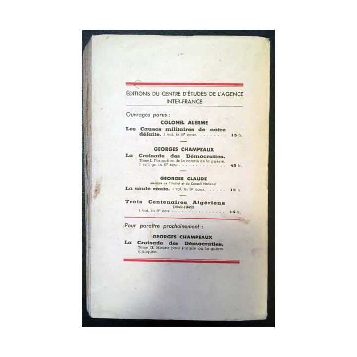 1. Stratégie anglaise du Colonel Alerme aux éditions du Centre d'Études de l'agence inter-France