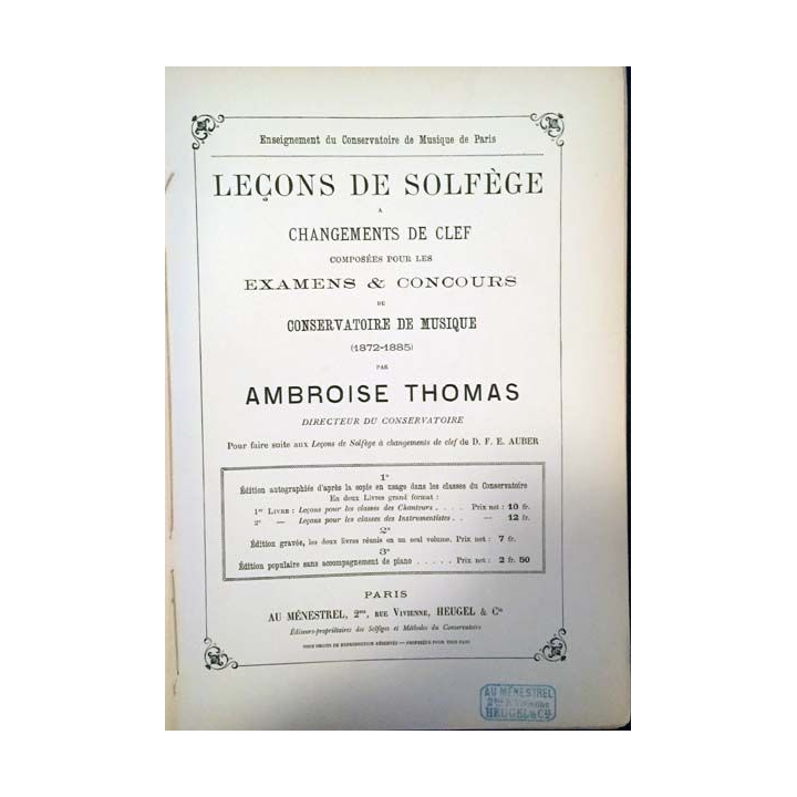 1. Leçons de solfège à changement de clef de Ambroise Thomas